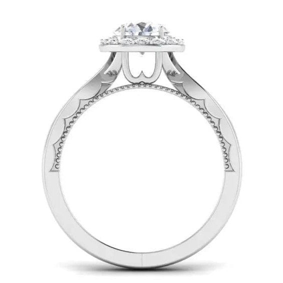 2-Carat Lab Grown Solitaire Halo Platinum Twisted Shank Engagement Ring JL PT LG G 6579-D