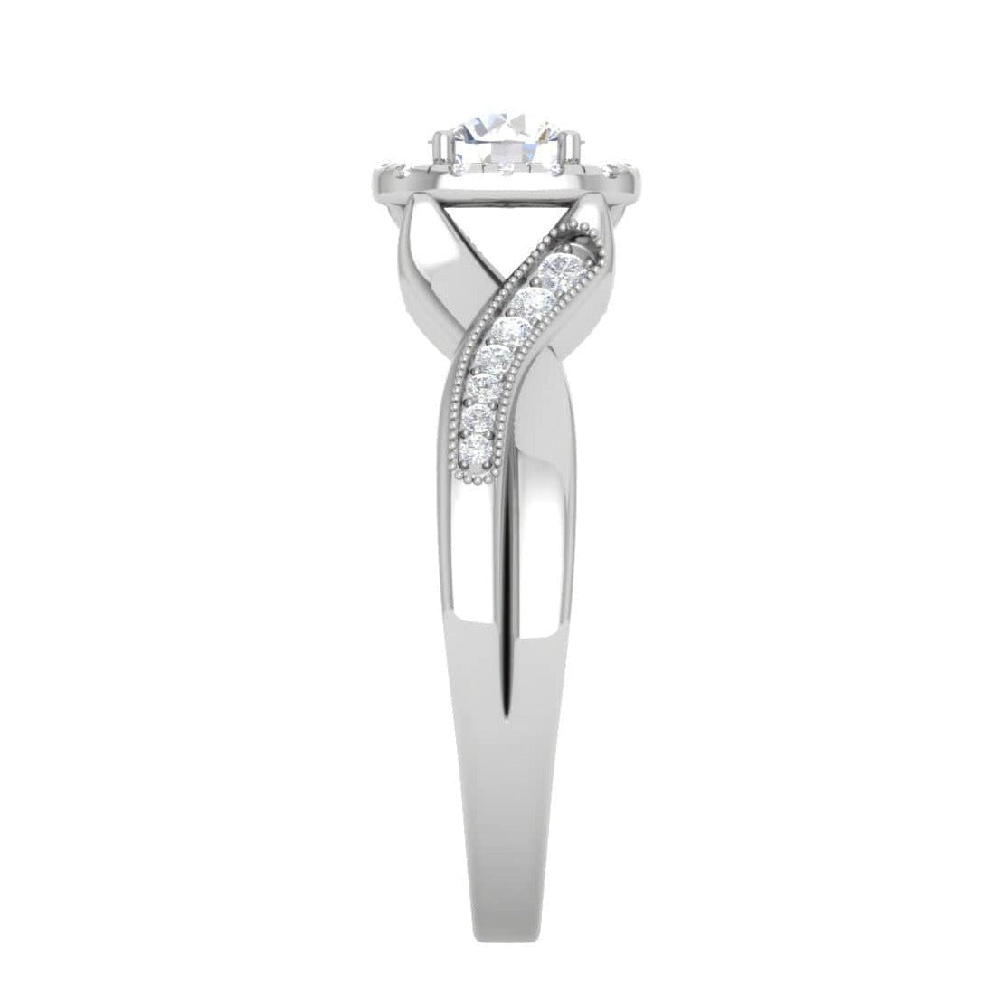 1-Carat Solitaire Halo Diamond Single Twisted Shank Platinum Ring for Women JL PT RV RD 123-C