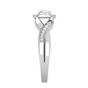 1-Carat Solitaire Halo Diamond Single Twisted Shank Platinum Ring for Women JL PT RV RD 123-C