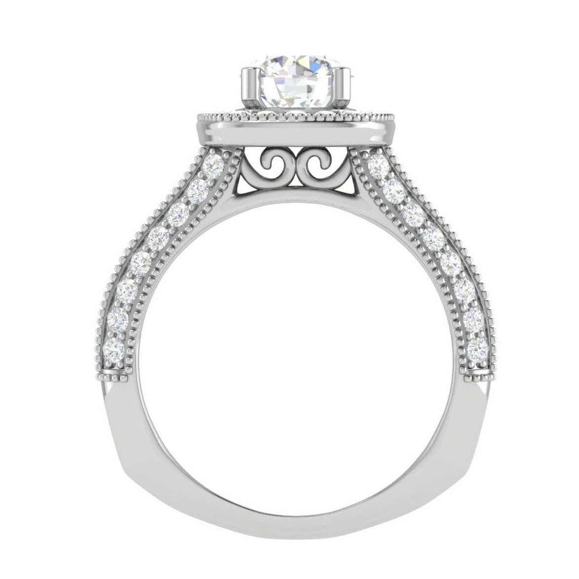 1-Carat Solitaire Halo Platinum Split Shank Engagement Ring JL PT WB5982E-C