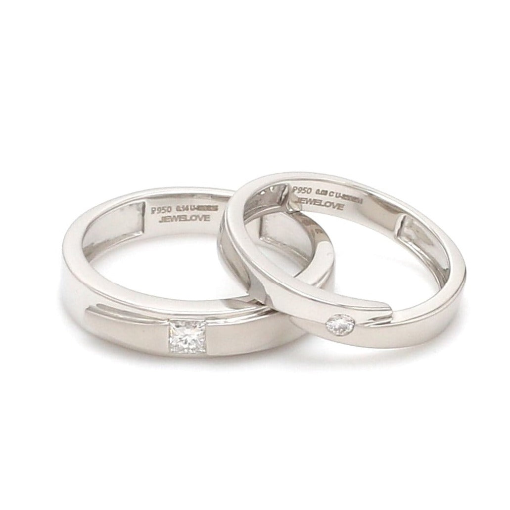 Conjoining Platinum Rings for Couples with Single Diamonds JL PT 599