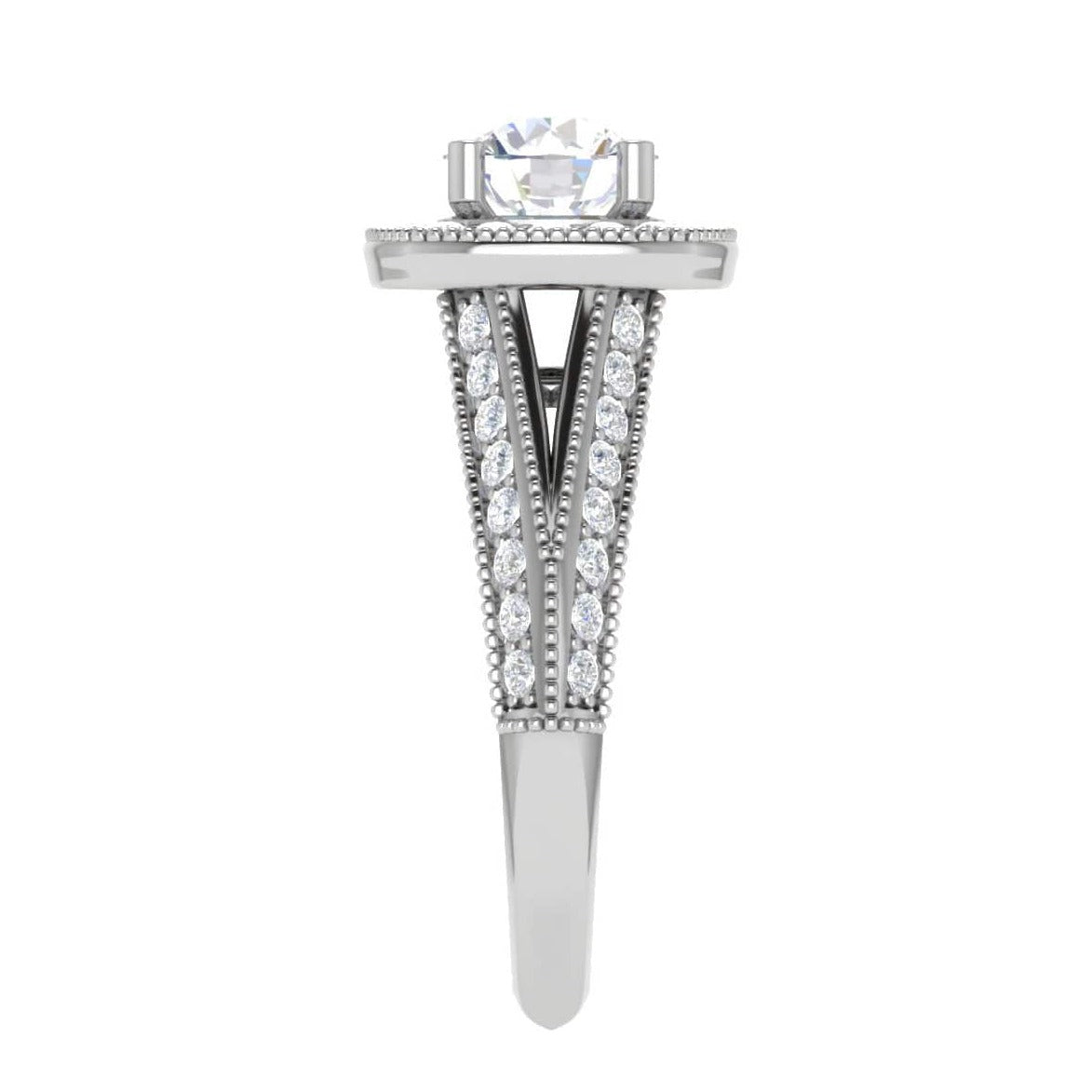 1-Carat Solitaire Halo Platinum Split Shank Engagement Ring JL PT WB5982E-C