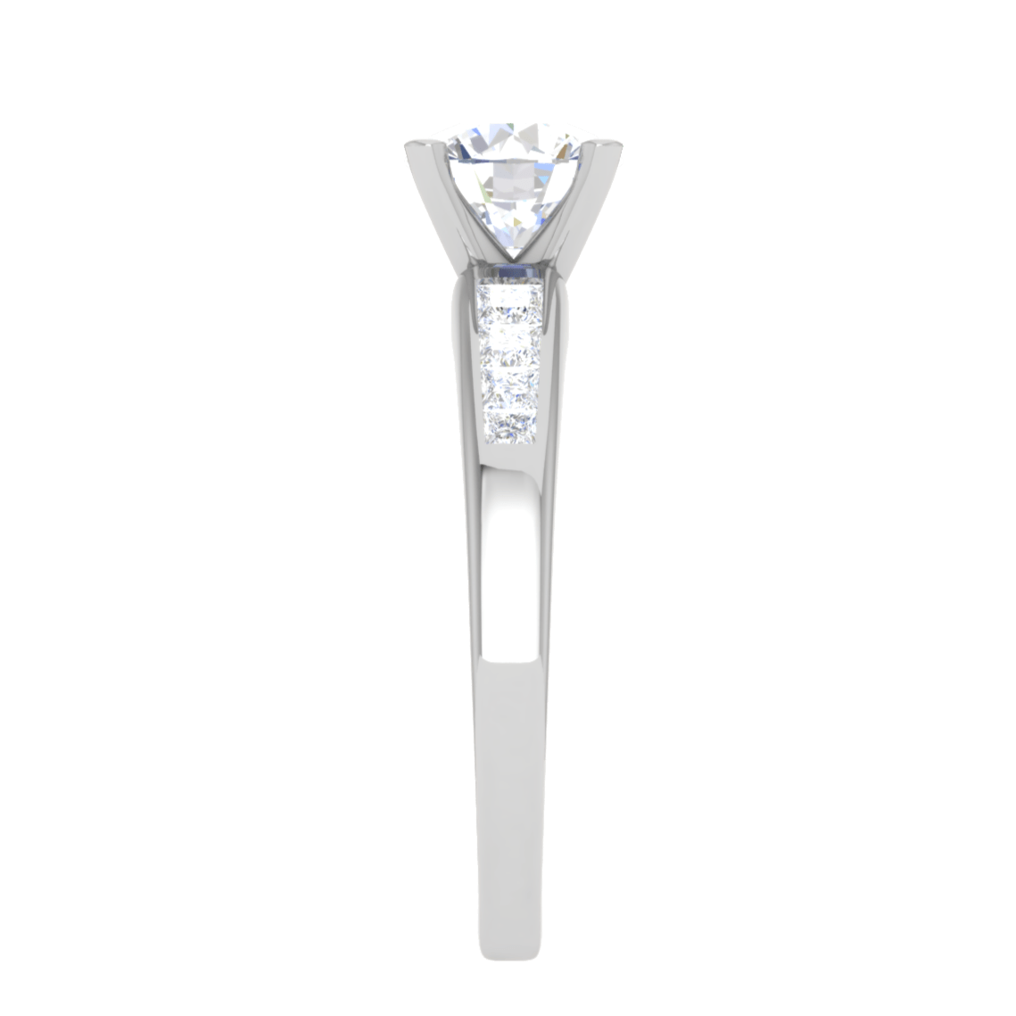 2-Carat Lab Grown Solitaire with Princess cut Diamond Shank Platinum Ring JL PT RC PR LG G 186-D