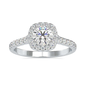 70-Pointer Solitaire Platinum Halo Diamond Shank Engagement Ring JL PT 0191-B