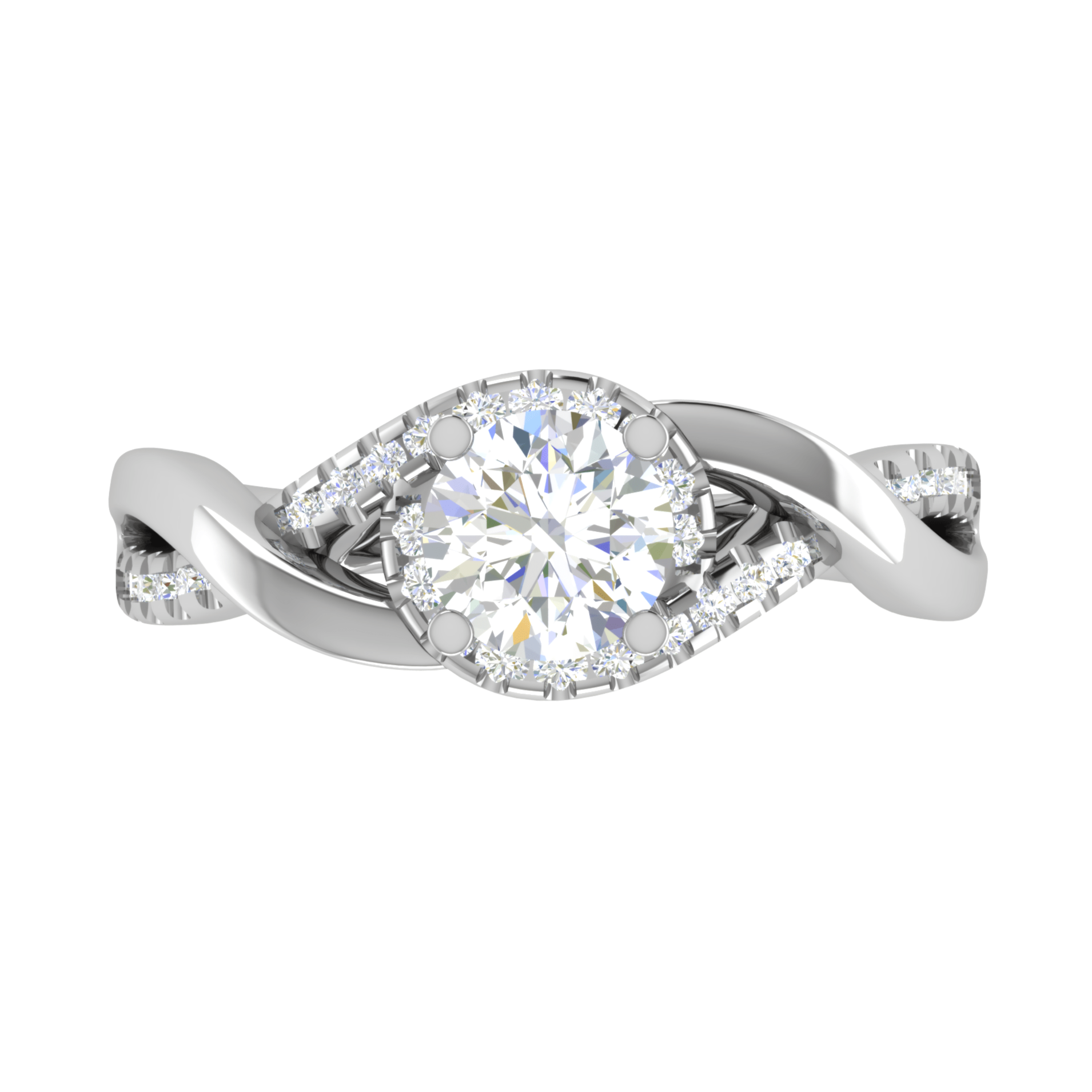 50-Pointer Solitaire Platinum Diamond Single Twisted Shank Engagement Ring JL PT WB6007E-A