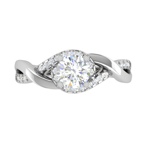 50-Pointer Solitaire Platinum Diamond Single Twisted Shank Engagement Ring JL PT WB6007E-A