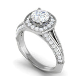 Load image into Gallery viewer, 70-Pointer Solitaire Halo Platinum Split Shank Engagement Ring JL PT WB5982E-B
