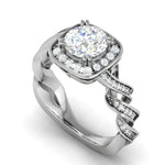 Load image into Gallery viewer, 50-Pointer Solitaire Square Halo Diamond Twisted Shank Platinum Ring JL PT REHS1530
