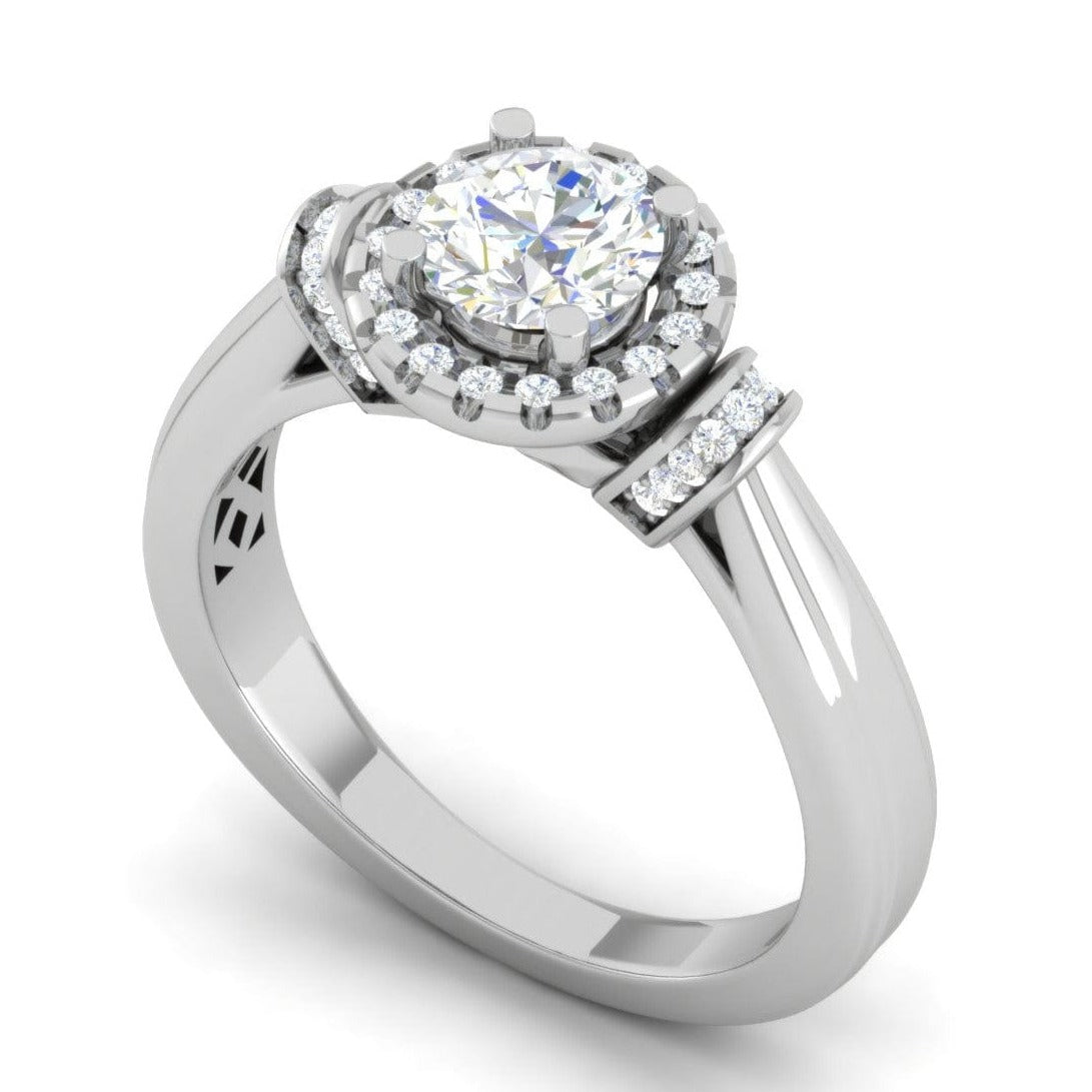 30-Pointer Solitaire Halo Diamond Platinum Engagement Ring JL PT WB5996E