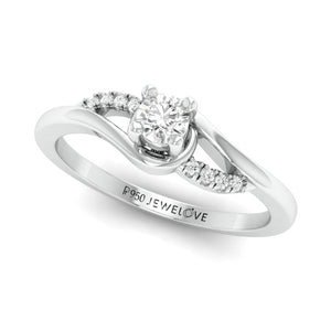 Designer Platinum Solitaire Ring with Diamond Accents JL PT 969