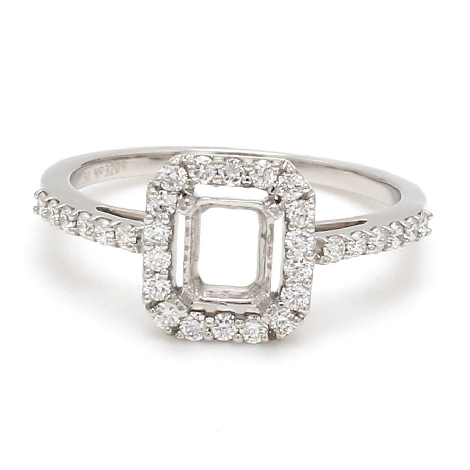 Emerald Cut Solitaire Ring in Platinum Halo Setting JL PT 469