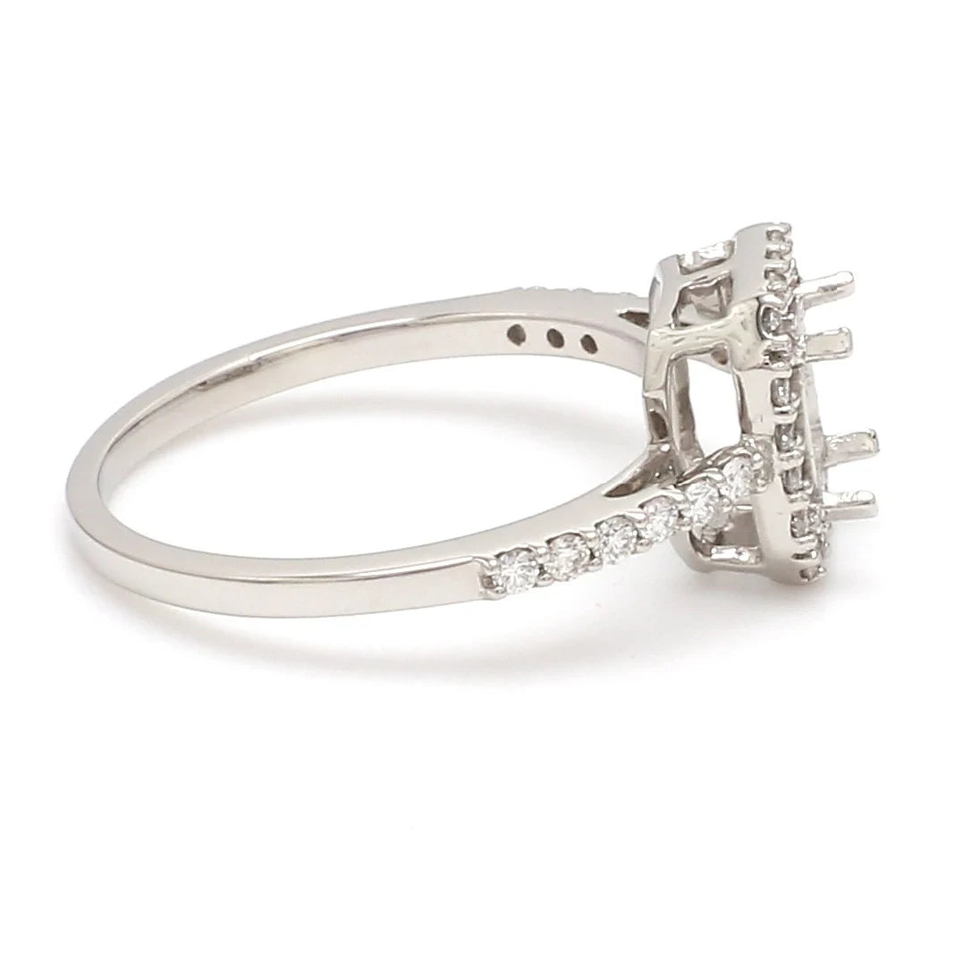 Emerald Cut Solitaire Ring in Platinum Halo Setting JL PT 469