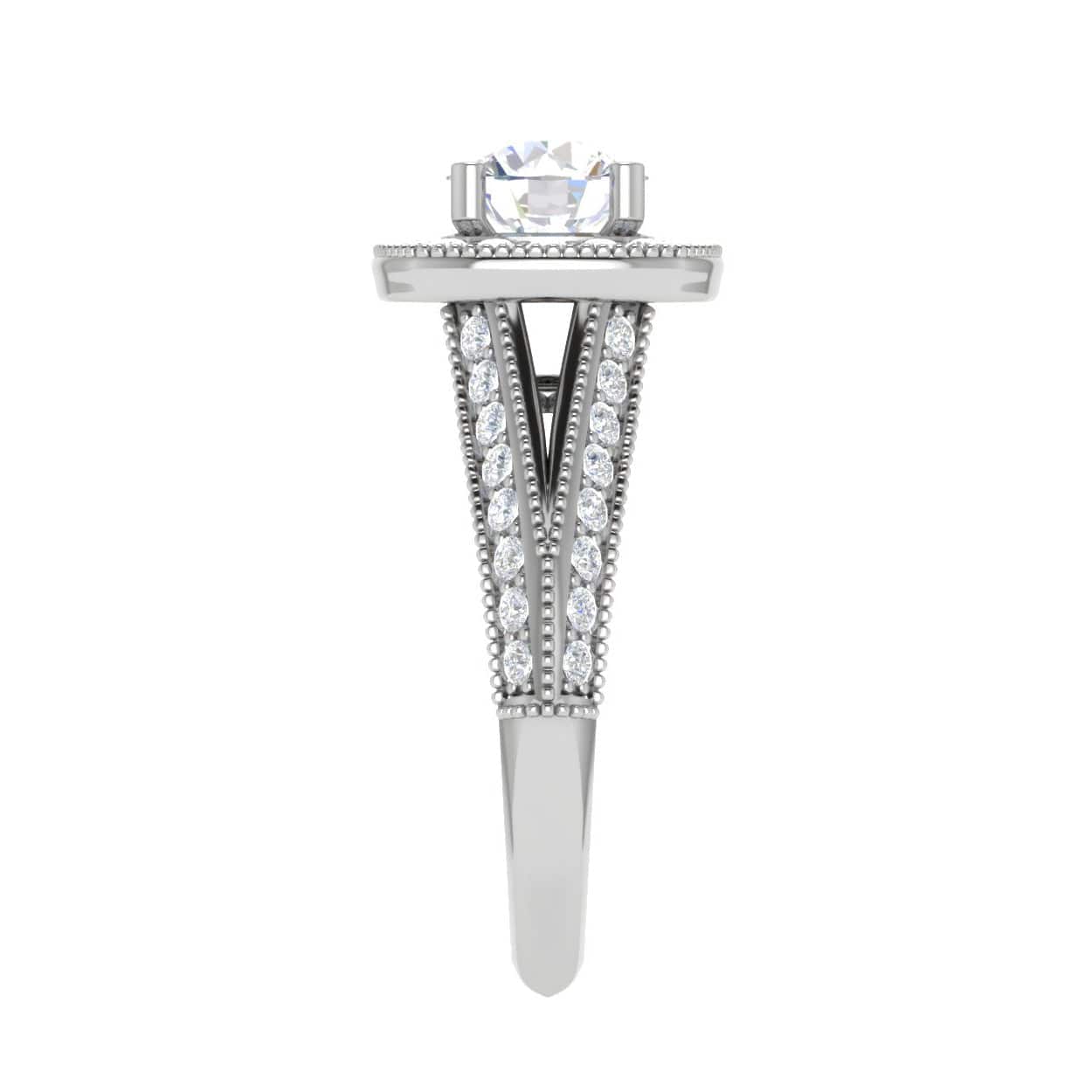 50-Pointer Solitaire Halo Platinum Split Shank Engagement Ring JL PT WB5982E-A