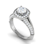 Load image into Gallery viewer, 50-Pointer Solitaire Halo Platinum Split Shank Engagement Ring JL PT WB5982E-A
