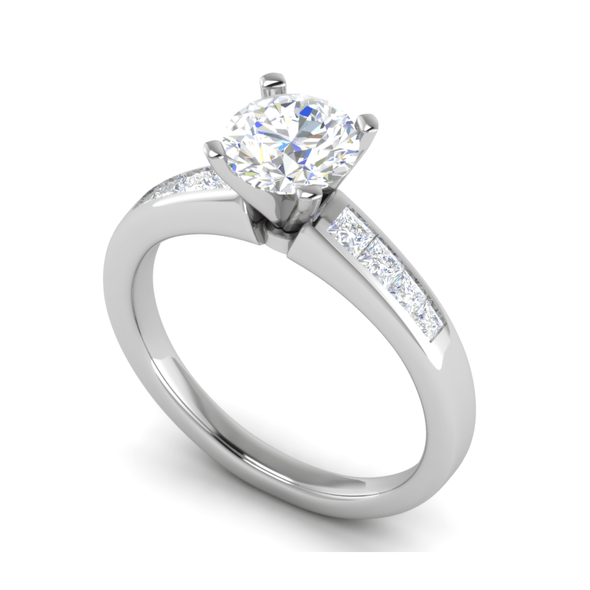 70-Pointer Lab Grown Solitaire with Princess cut Diamond Shank Platinum Ring JL PT RC PR LG G 186-A