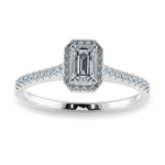 Load image into Gallery viewer, 0.50cts Emerald Cut Solitaire Halo Diamond Shank Platinum Ring JL PT 1197-A
