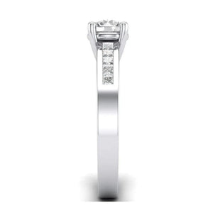 30-Pointer Solitaire Platinum Engagement Ring with Princess Cut Diamond Accents for Women JL PT 461