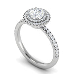 Load image into Gallery viewer, 50-Pointer Double Halo Diamond Shank Platinum Solitaire Ring JL PT RH RD 220
