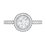 Load image into Gallery viewer, 50-Pointer Double Halo Diamond Shank Platinum Solitaire Ring JL PT RH RD 220
