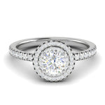 Load image into Gallery viewer, 50-Pointer Double Halo Diamond Shank Platinum Solitaire Ring JL PT RH RD 220
