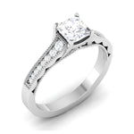 Load image into Gallery viewer, 0.50 cts. Princess Cut Diamond Shank Platinum Solitaire Engagement Ring JL PT 6594
