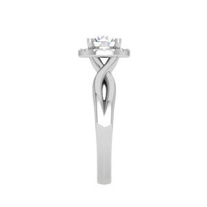 50-Pointer Lab Grown Solitaire Halo Diamond Shank Platinum Ring JL PT LG G JRW2596MM