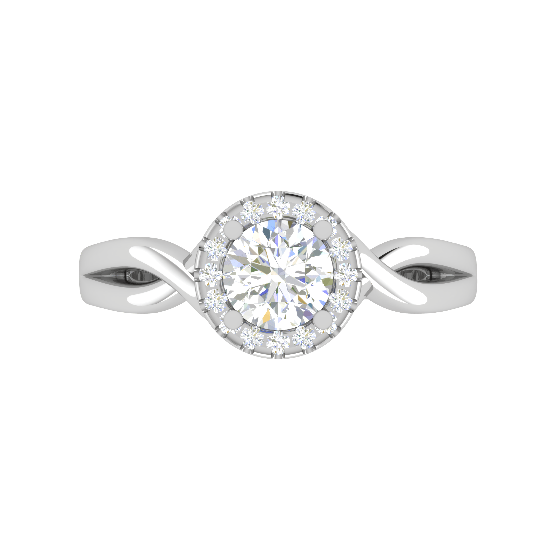 2-Carat Lab Grown Solitaire Halo Diamond Shank Platinum Ring JL PT LG G JRW2596MM-D