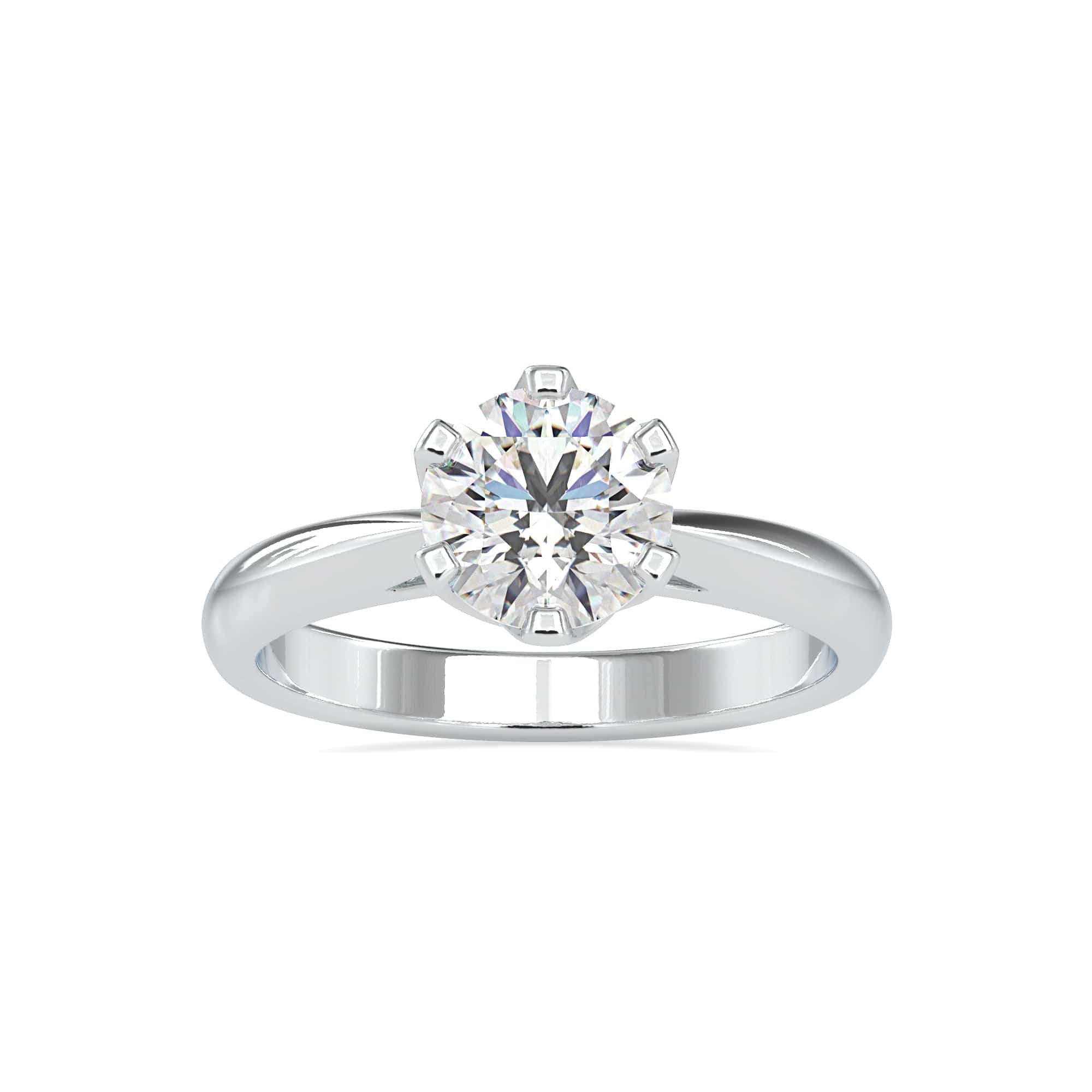 70-Pointer Lab Grown Solitaire 6 Prong Platinum Engagement Ring JL PT LG G 0181-A