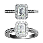 Load image into Gallery viewer, 70-Pointer Emerald Cut Solitaire Ring in Platinum Halo Setting JL PT 469-A
