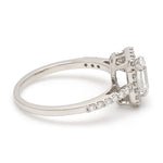 Load image into Gallery viewer, 70-Pointer Emerald Cut Solitaire Ring in Platinum Halo Setting JL PT 469-A
