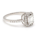 Load image into Gallery viewer, 70-Pointer Emerald Cut Solitaire Ring in Platinum Halo Setting JL PT 469-A
