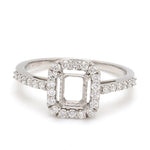 Load image into Gallery viewer, 70-Pointer Emerald Cut Solitaire Ring in Platinum Halo Setting JL PT 469-A
