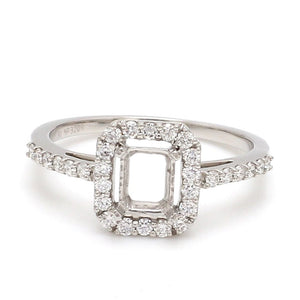 70-Pointer Emerald Cut Solitaire Ring in Platinum Halo Setting JL PT 469-A