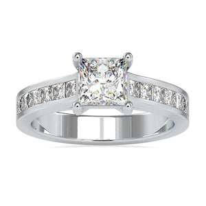 1-Carat Princess Cut Solitaire Platinum Diamond Shank Ring JL PT 0057-C