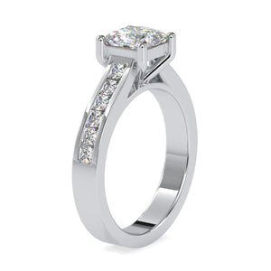 30-Pointer Princess Cut Solitaire Platinum Diamond Shank Ring JL PT 0057-A