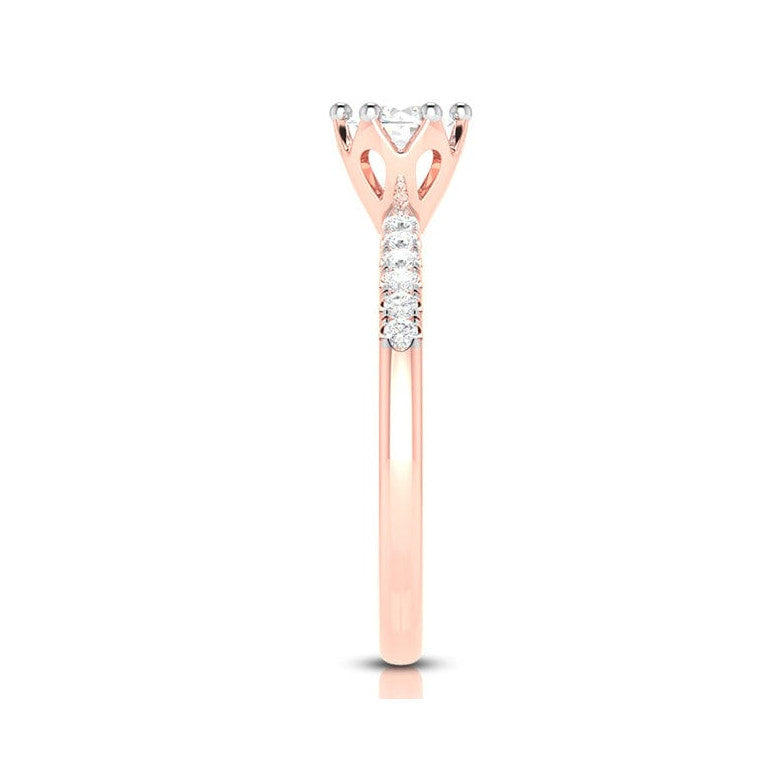 30-Pointer Solitaire Diamond Shank Rose Gold Ring JL AU G 105R