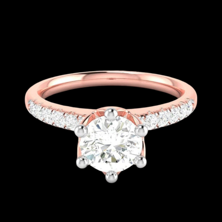 30-Pointer Solitaire Diamond Shank Rose Gold Ring JL AU G 105R