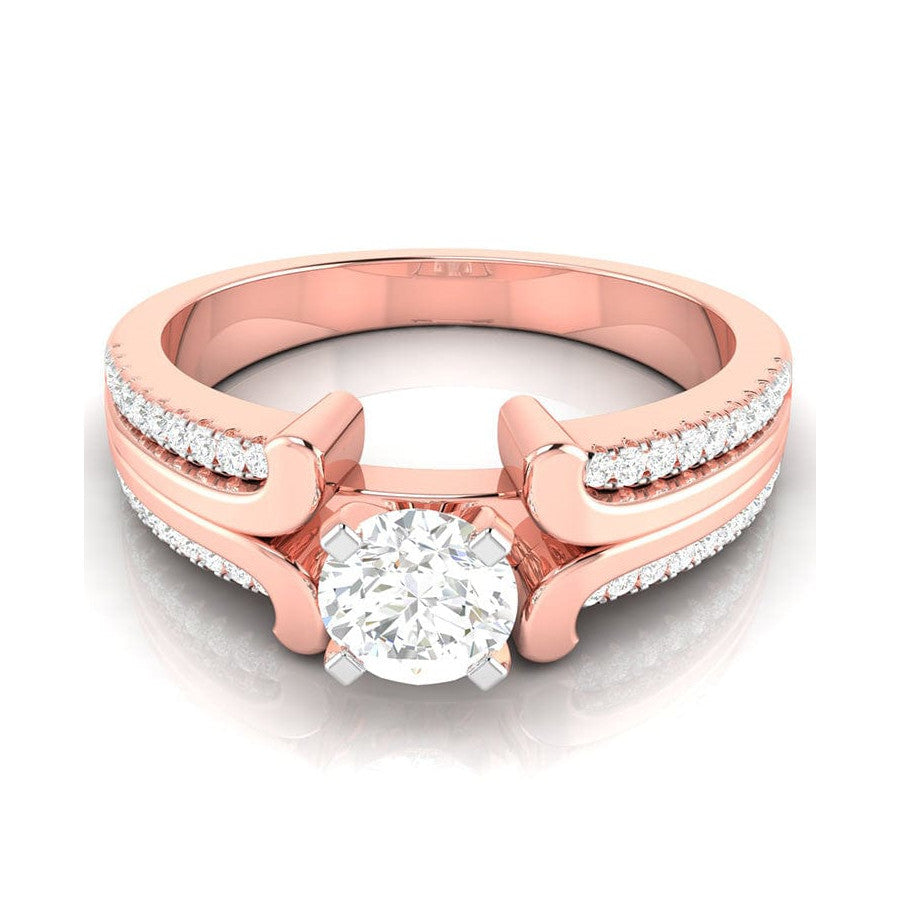 1-Carat Lab Grown Solitaire with 2-Row Diamond Shank 18K Rose Gold Ring JL AU LG G-116R-C   Jewelove.US