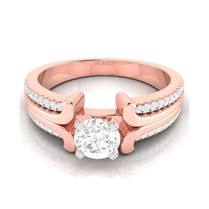 50-Pointer Lab Grown Solitaire with 2-Row Diamond Shank 18K Rose Gold Ring JL AU LG G-116R-A   Jewelove.US