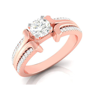 50-Pointer Lab Grown Solitaire with 2-Row Diamond Shank 18K Rose Gold Ring JL AU LG G-116R-A   Jewelove.US