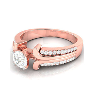 50-Pointer Lab Grown Solitaire with 2-Row Diamond Shank 18K Rose Gold Ring JL AU LG G-116R-A   Jewelove.US