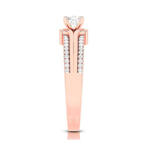 50-Pointer Lab Grown Solitaire with 2-Row Diamond Shank 18K Rose Gold Ring JL AU LG G-116R-A   Jewelove.US