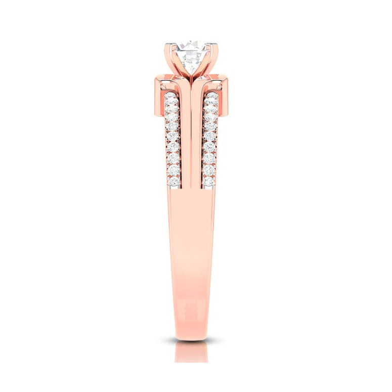 1.50-Carat Lab Grown Solitaire with 2-Row Diamond Shank 18K Rose Gold Ring JL AU LG G-116R-D   Jewelove.US