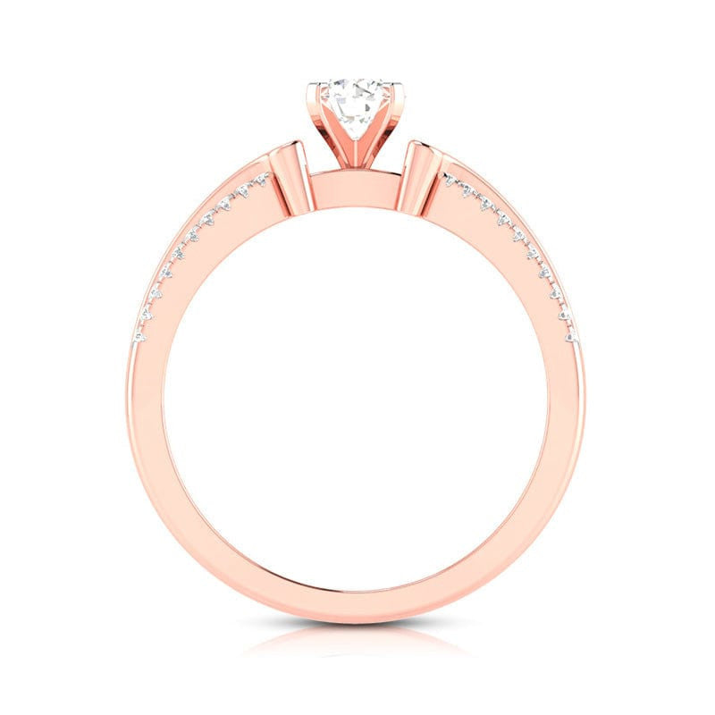 50-Pointer Lab Grown Solitaire with 2-Row Diamond Shank 18K Rose Gold Ring JL AU LG G-116R-A   Jewelove.US