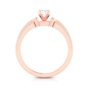 50-Pointer Lab Grown Solitaire with 2-Row Diamond Shank 18K Rose Gold Ring JL AU LG G-116R-A   Jewelove.US