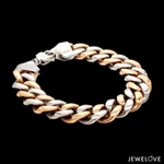 Load image into Gallery viewer, 12.75mm Two-tone Platinum &amp; Rose Gold Curb Bracelet for Men JL PTB 1174-A
