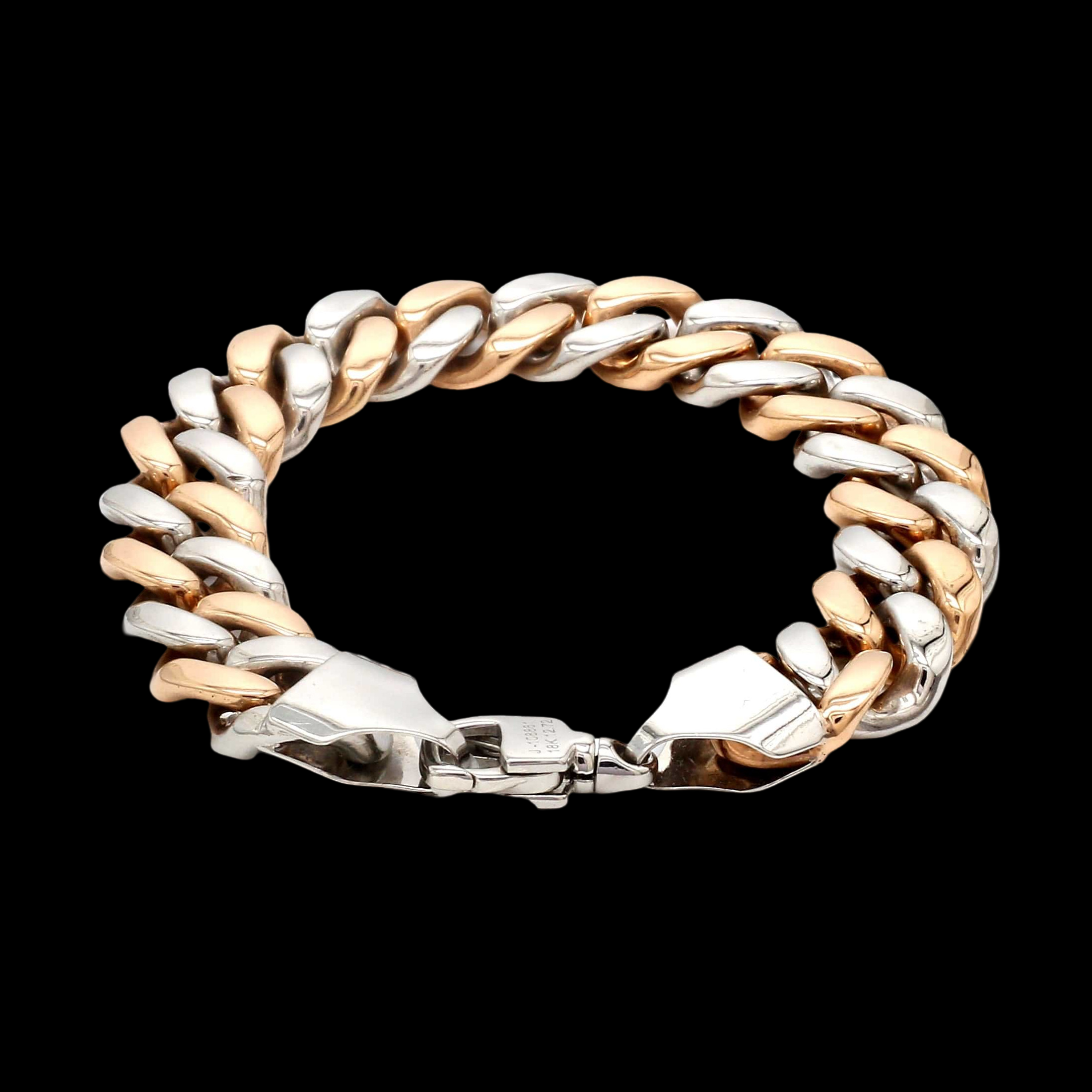 12.75mm Two-tone Platinum & Rose Gold Curb Bracelet for Men JL PTB 1174-A