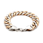 Load image into Gallery viewer, 12.75mm Two-tone Platinum &amp; Rose Gold Curb Bracelet for Men JL PTB 1174-A
