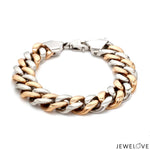 Load image into Gallery viewer, 12.75mm Two-tone Platinum &amp; Rose Gold Curb Bracelet for Men JL PTB 1174-A
