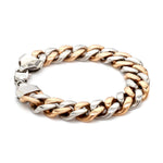 Load image into Gallery viewer, 12.75mm Two-tone Platinum &amp; Rose Gold Curb Bracelet for Men JL PTB 1174-A
